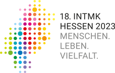 Logo: 18. Integrationsministerkonferenz Hessen 2023 - Menschen. Leben. Vielfalt.